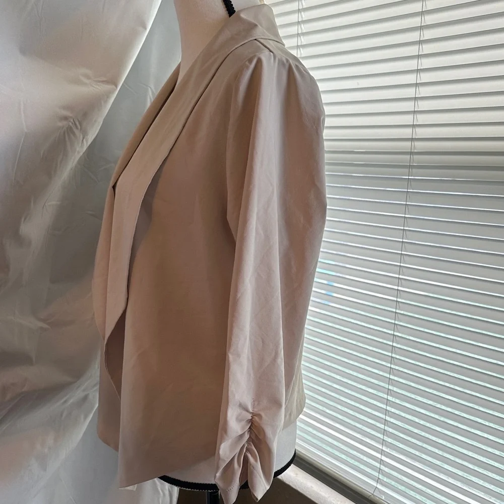 Womens Light Beige Open Front Draped Blazer - Picture 2 of 4